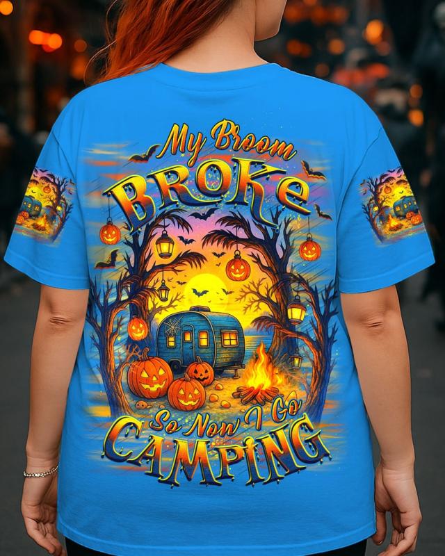MY BROOM BROKE SO NOW HALLOWEEN CAMPING ALL OVER PRINT Shirt