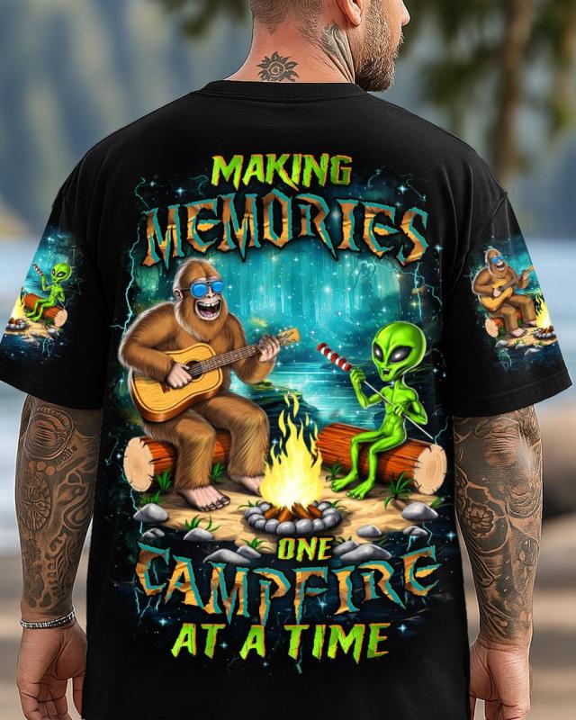 MAKING MEMORIES ONE CAMPFIRE AT A TIME BIGFOOT ALIEN ALL OVER PRINT Shirt