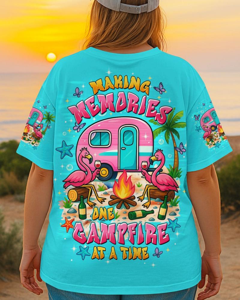 MAKING MEMORIES ONE CAMPFIRE AT A TIME FLAMINGO ALL OVER PRINT Shirt